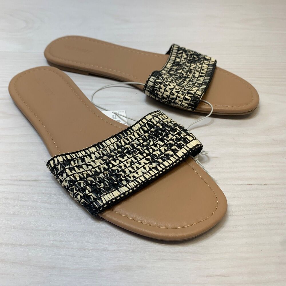Old Navy Womens Raffia Slide‎ Sandals Black Marl Size 10 NWT
